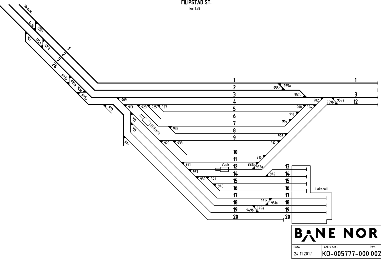 Track plan Filipstad Stabling Facility