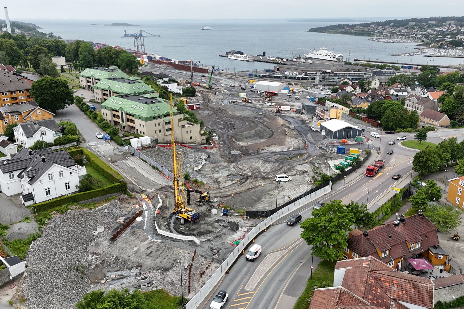 Dronefoto som viser riggområdet ved Kransen. 