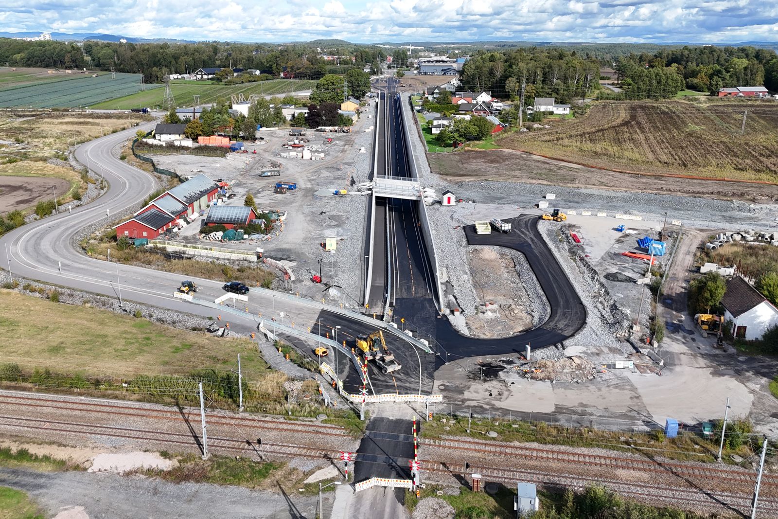Dronefoto som viser arbeidsområdet. 