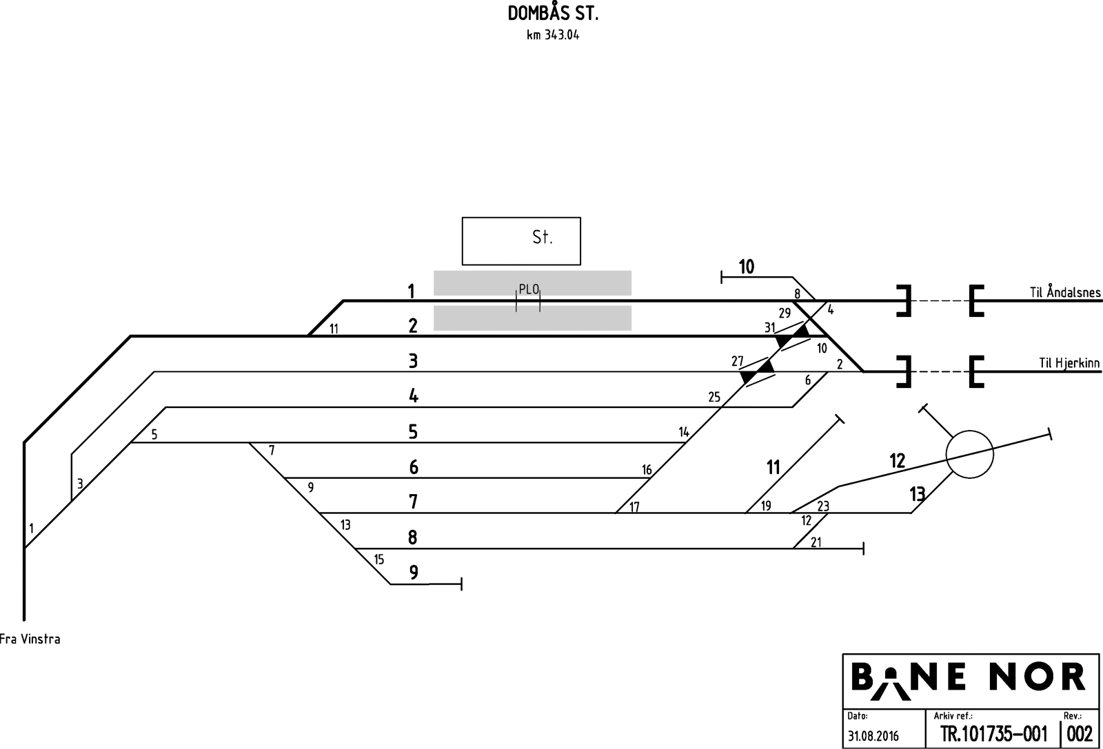 Track plan Dombås Stabling Facility