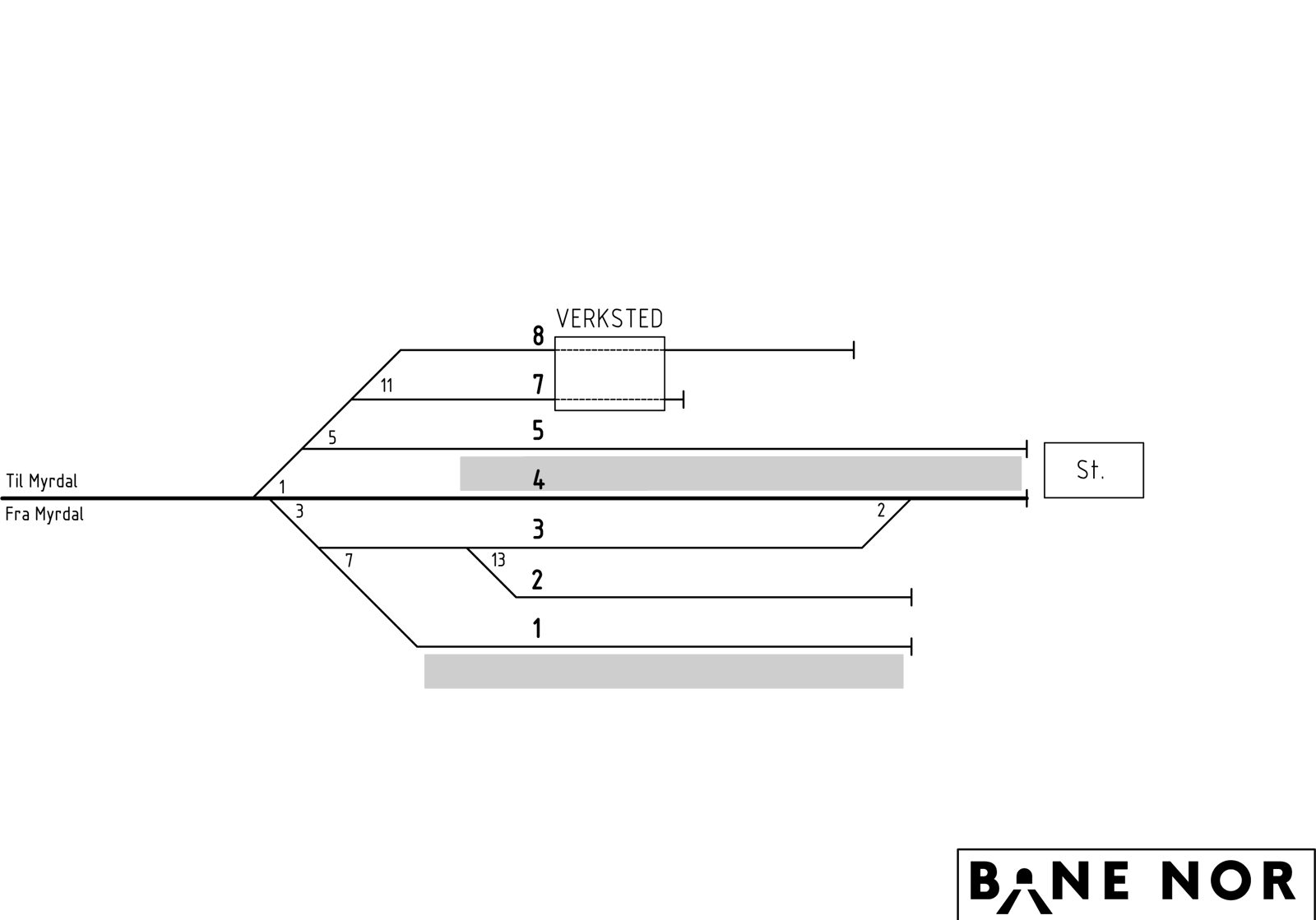 Track plan for Flåm maintenance facility