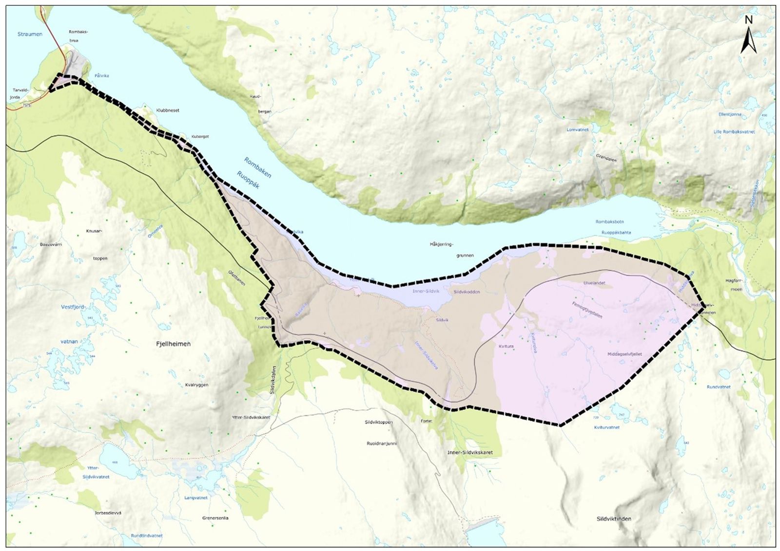 Plankart som viser reguleringsområde for Horisontalen kryssingsspor.