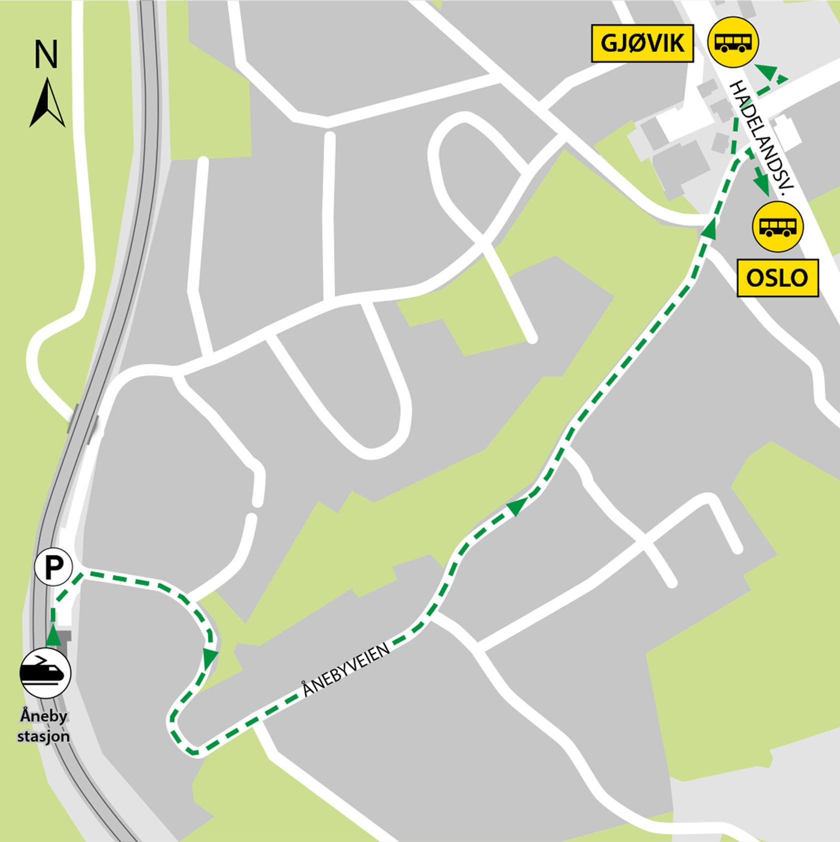 Bussene kjører fra bussholdeplassen Åneby i Hadelandsveien, RV4