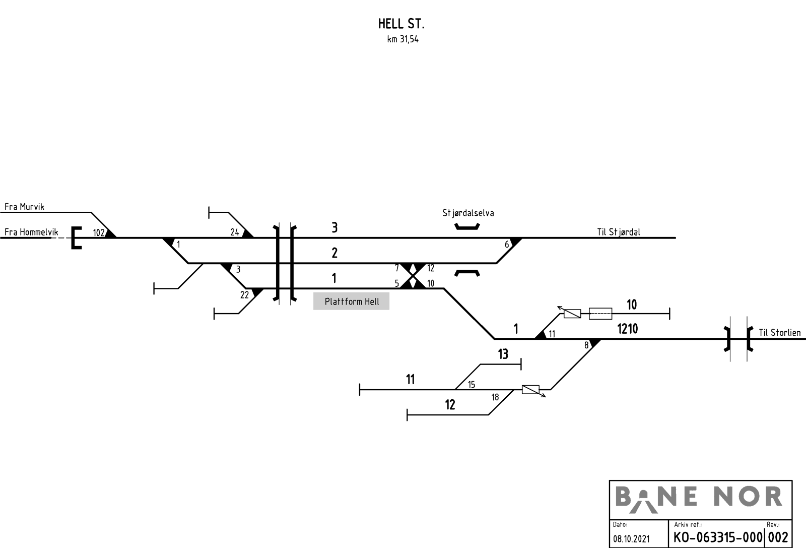 Sporplan Hell stasjon