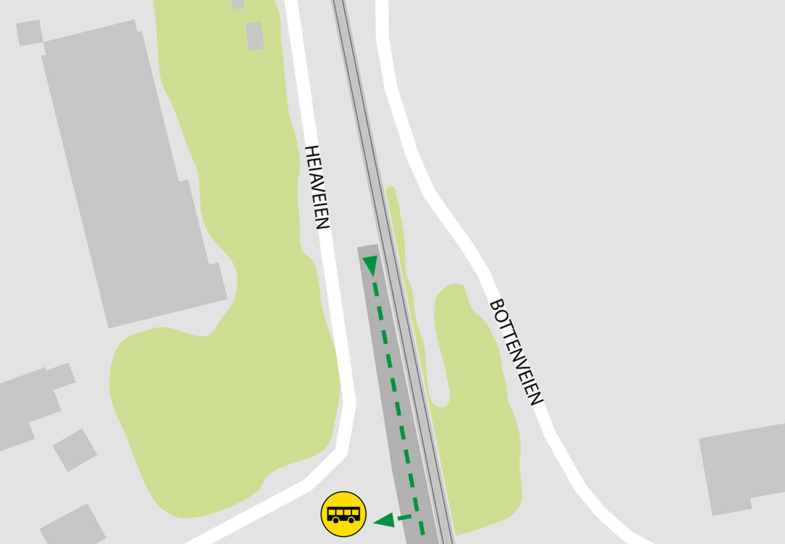 Kartet viser at bussene kjører fra stasjonen.