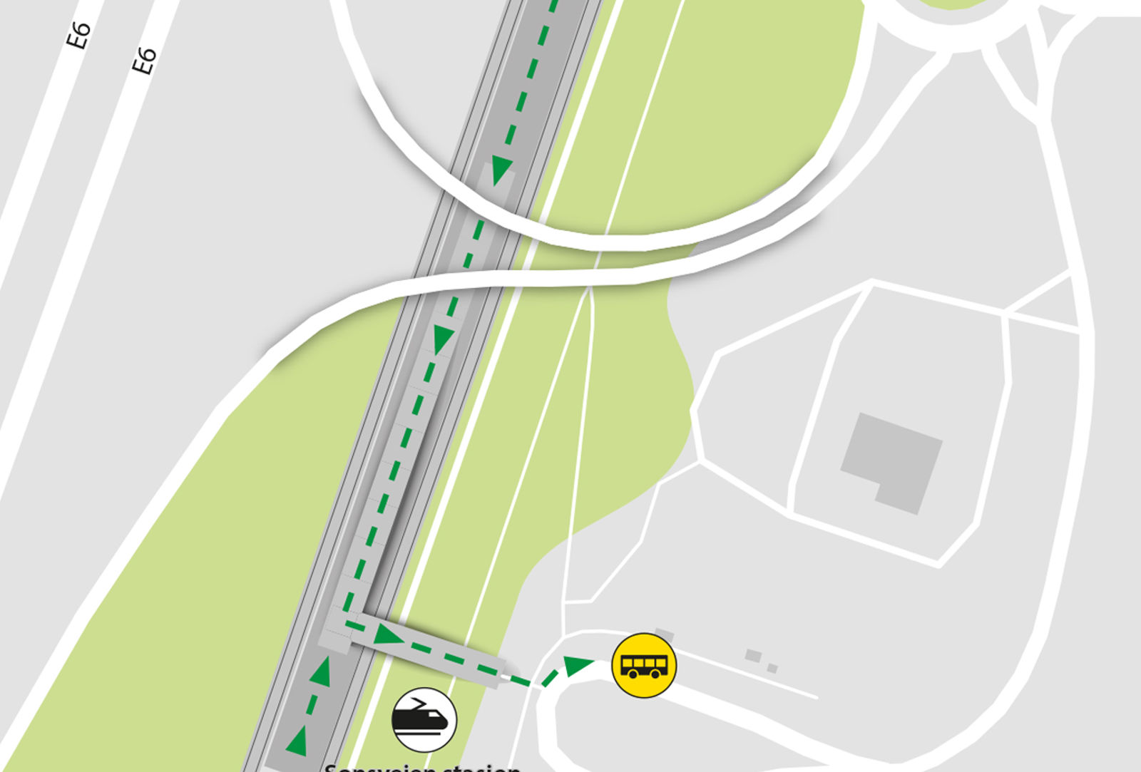 Kartet viser at bussene kjører fra bussholdeplassen Sonsveien stasjon.