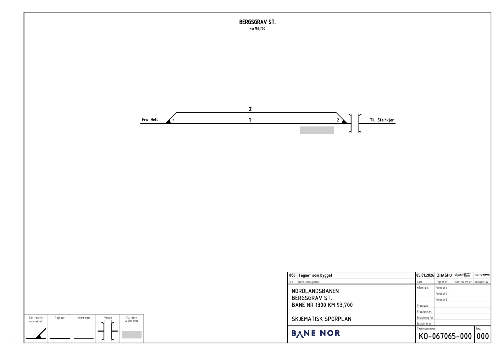 Track plan for Bergsgrav station.