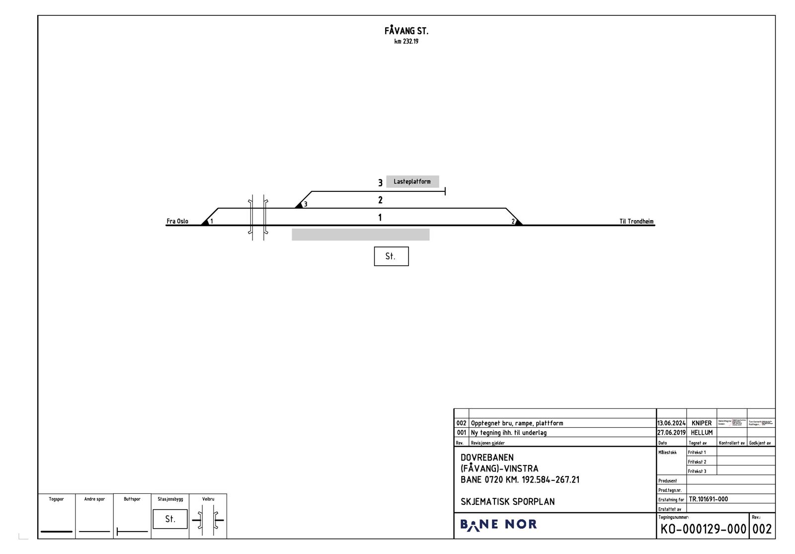 Track plan for Fåvang station