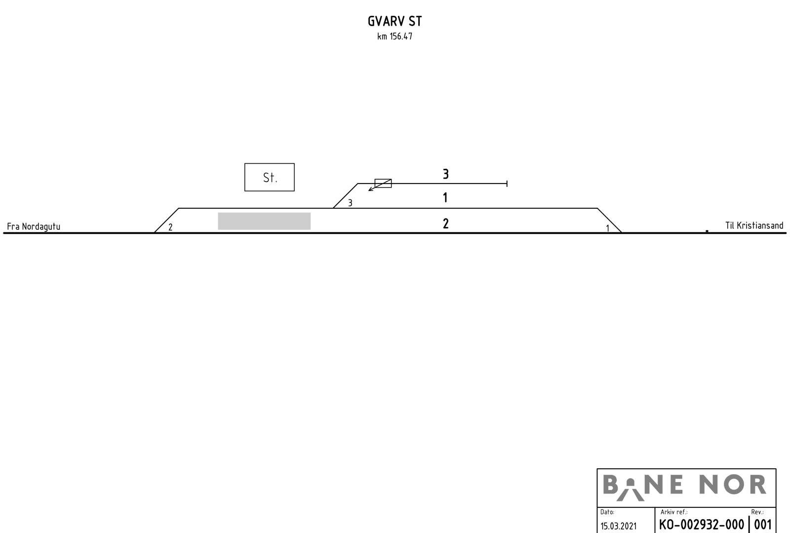 Track plan Gvarv station