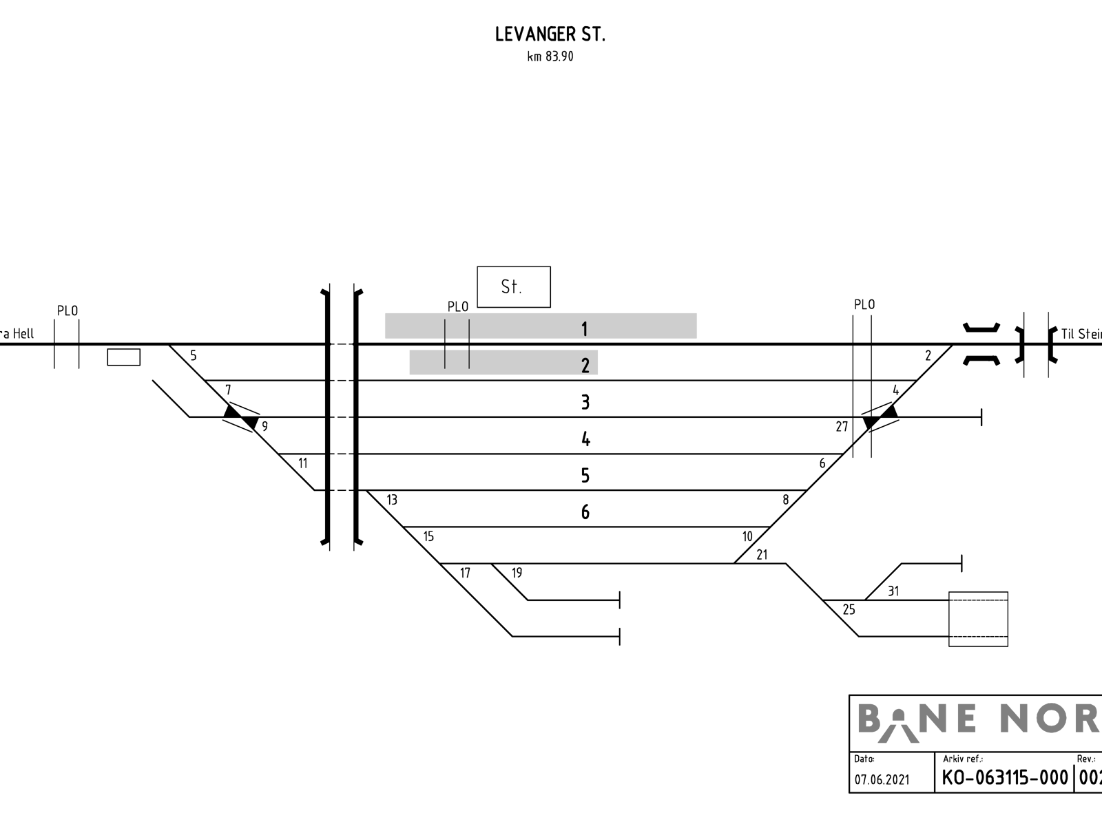 Track plan Levanger station