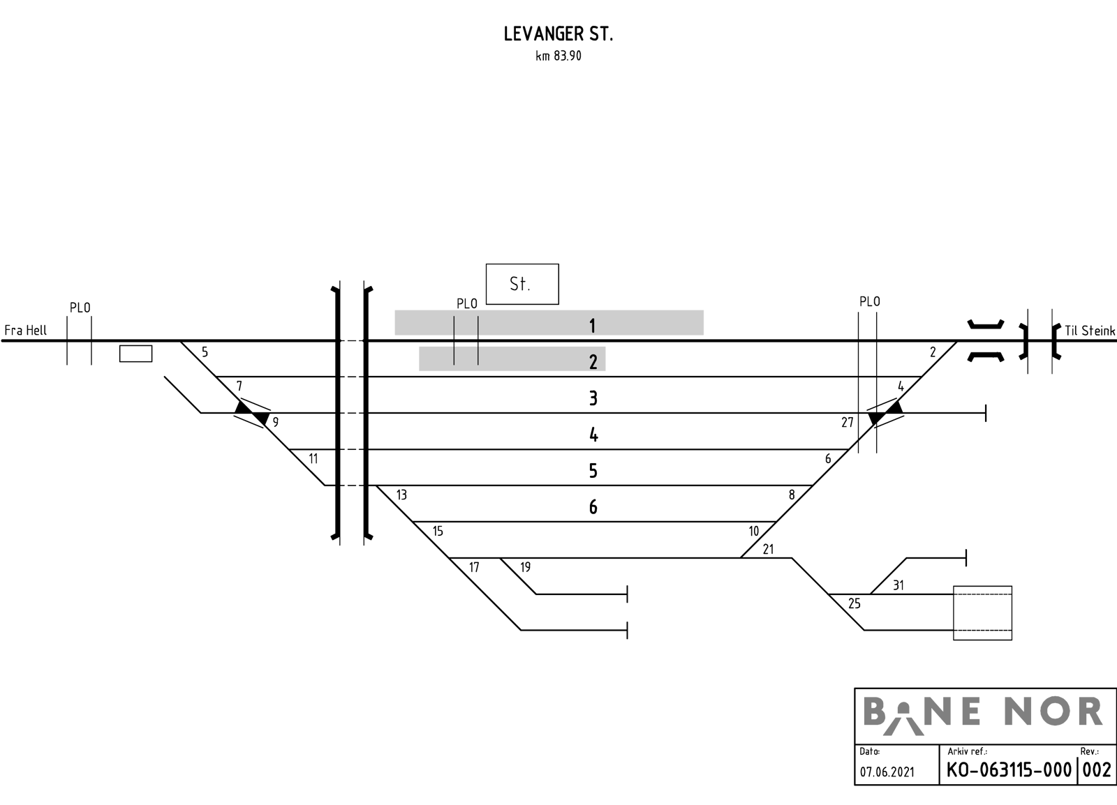 Track plan Levanger station