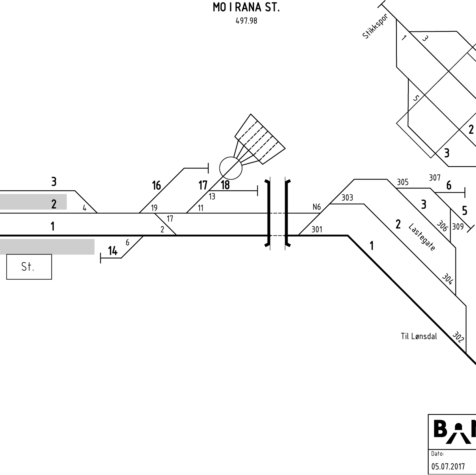 Track plan Mo i Rana station