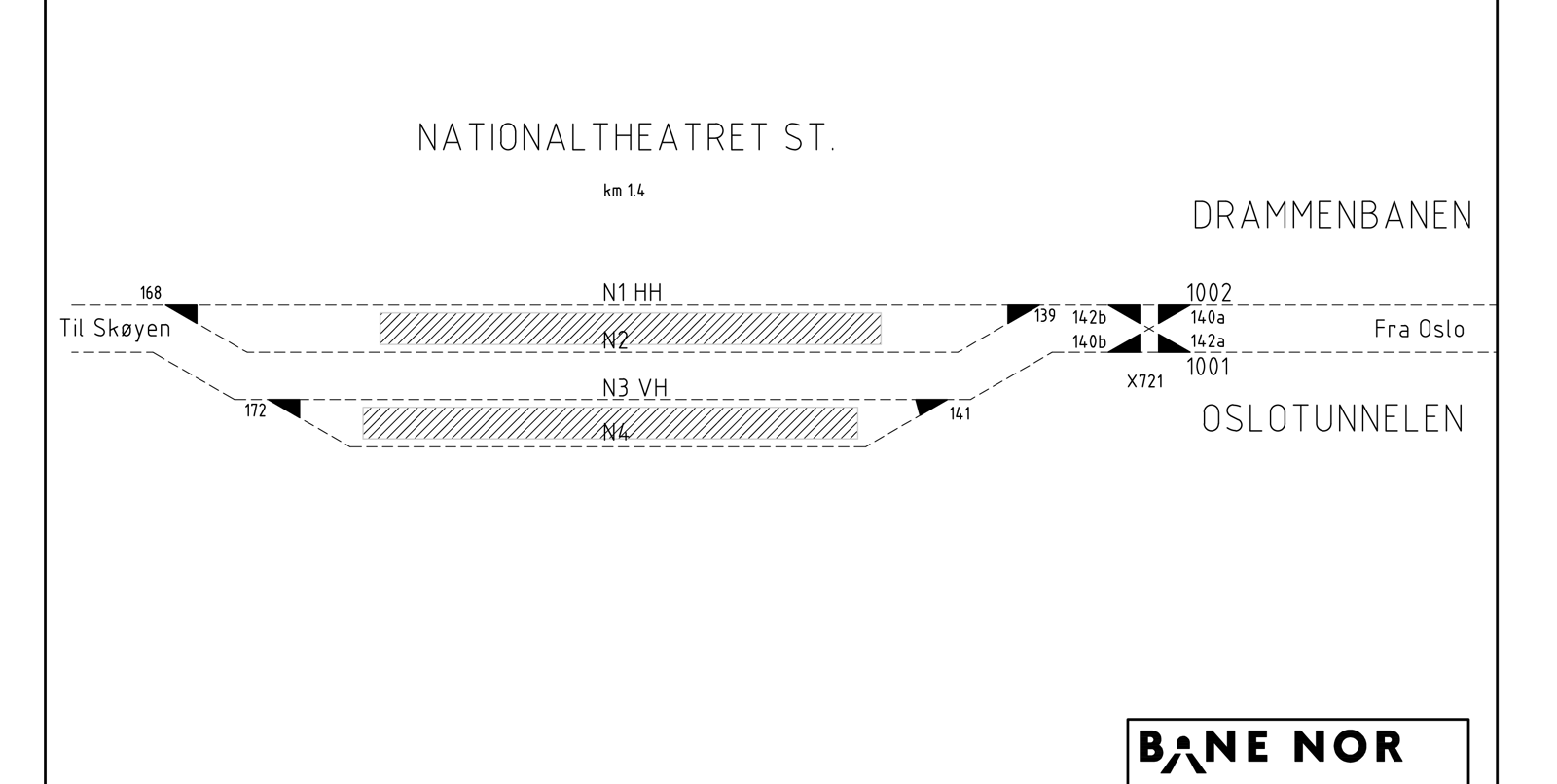 Track plan Nationaltheatret station