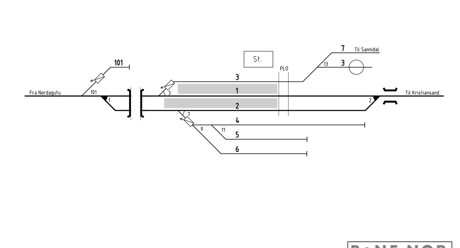 Track plan Neslandsvatn station