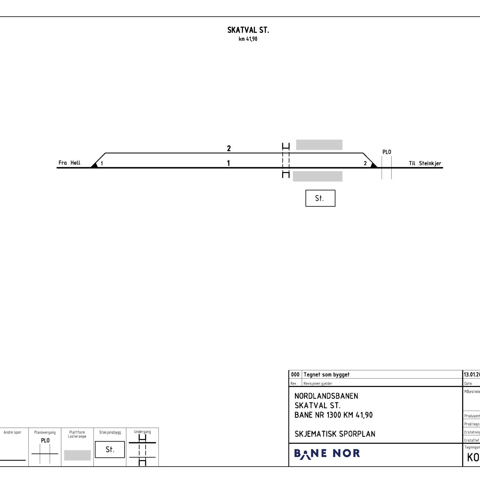 Sporplan for Skatval stasjon.