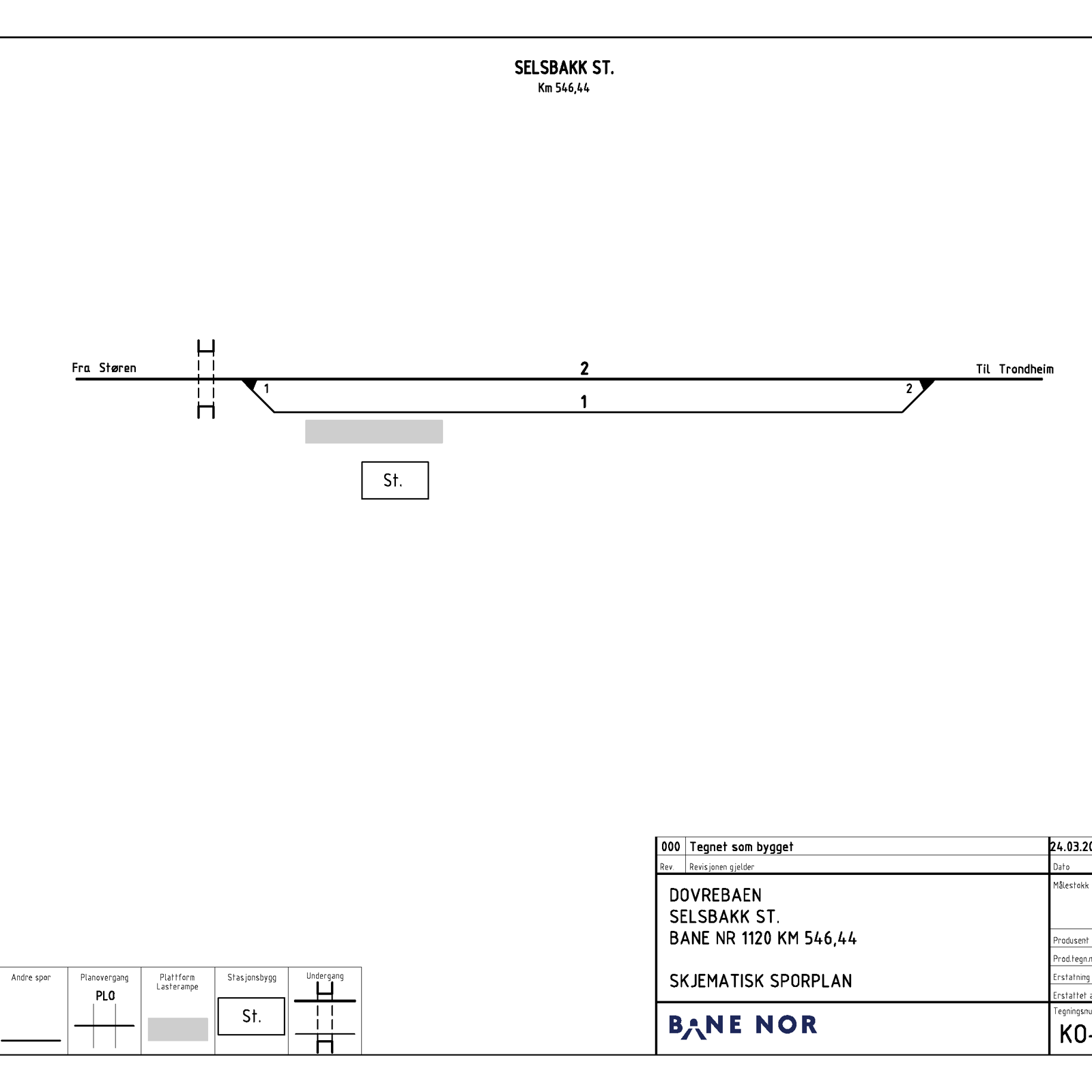 Schematic track plan for Selsbakk station.