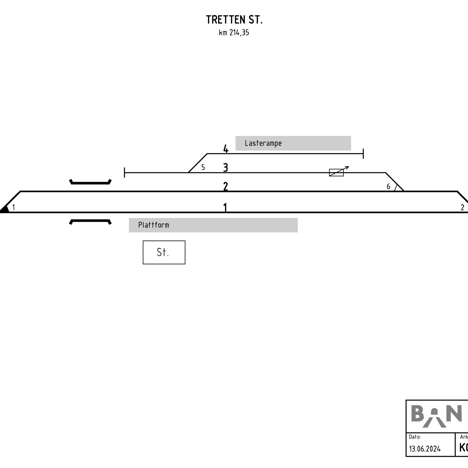 Track plan for Tretten station.