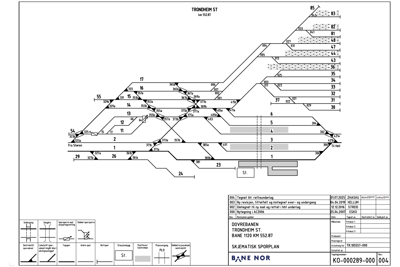 Track plan Trondheim S station