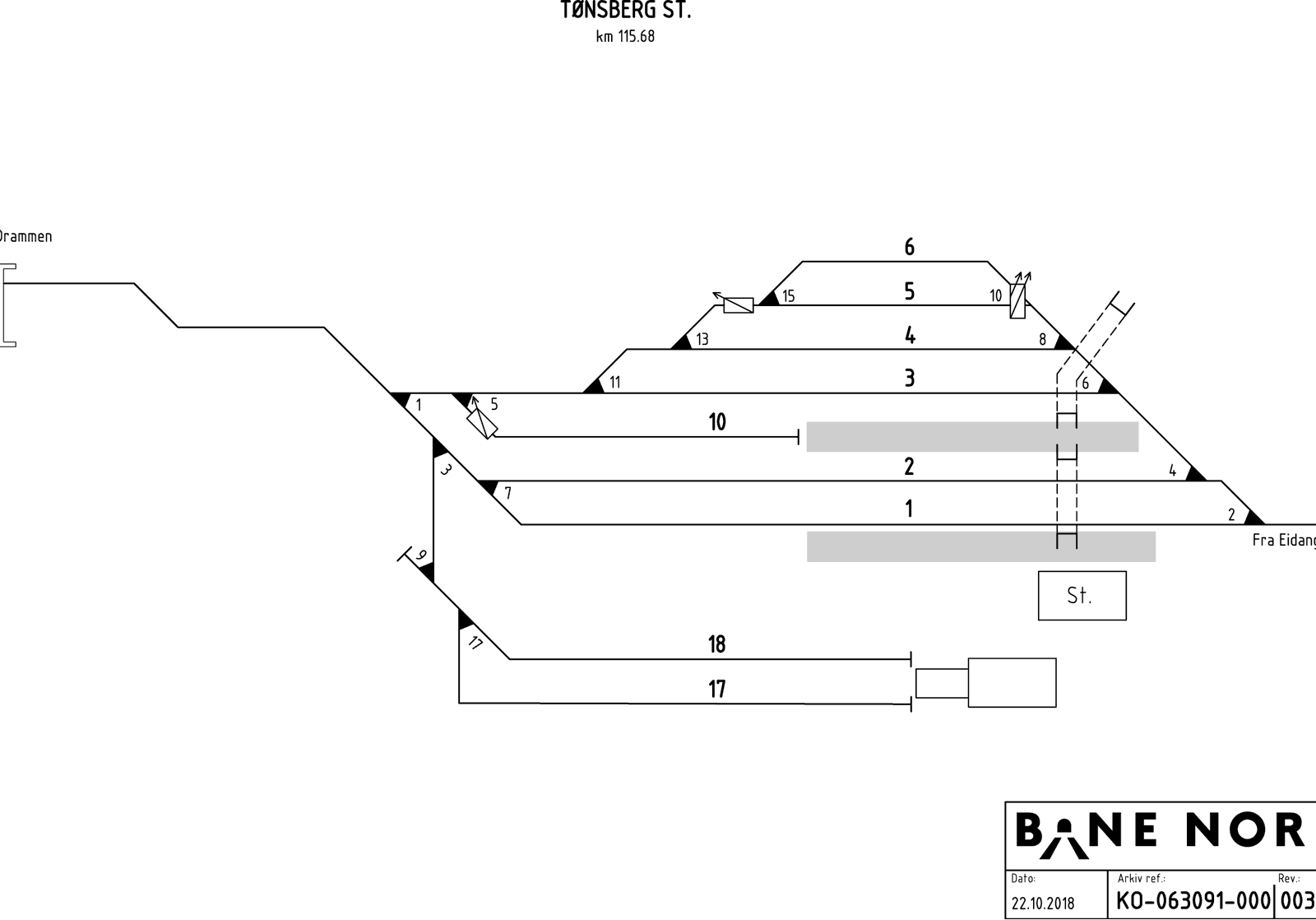 Track plan Tønsberg station