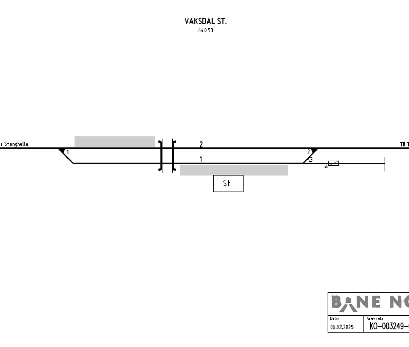 Track plan Vaksdal station