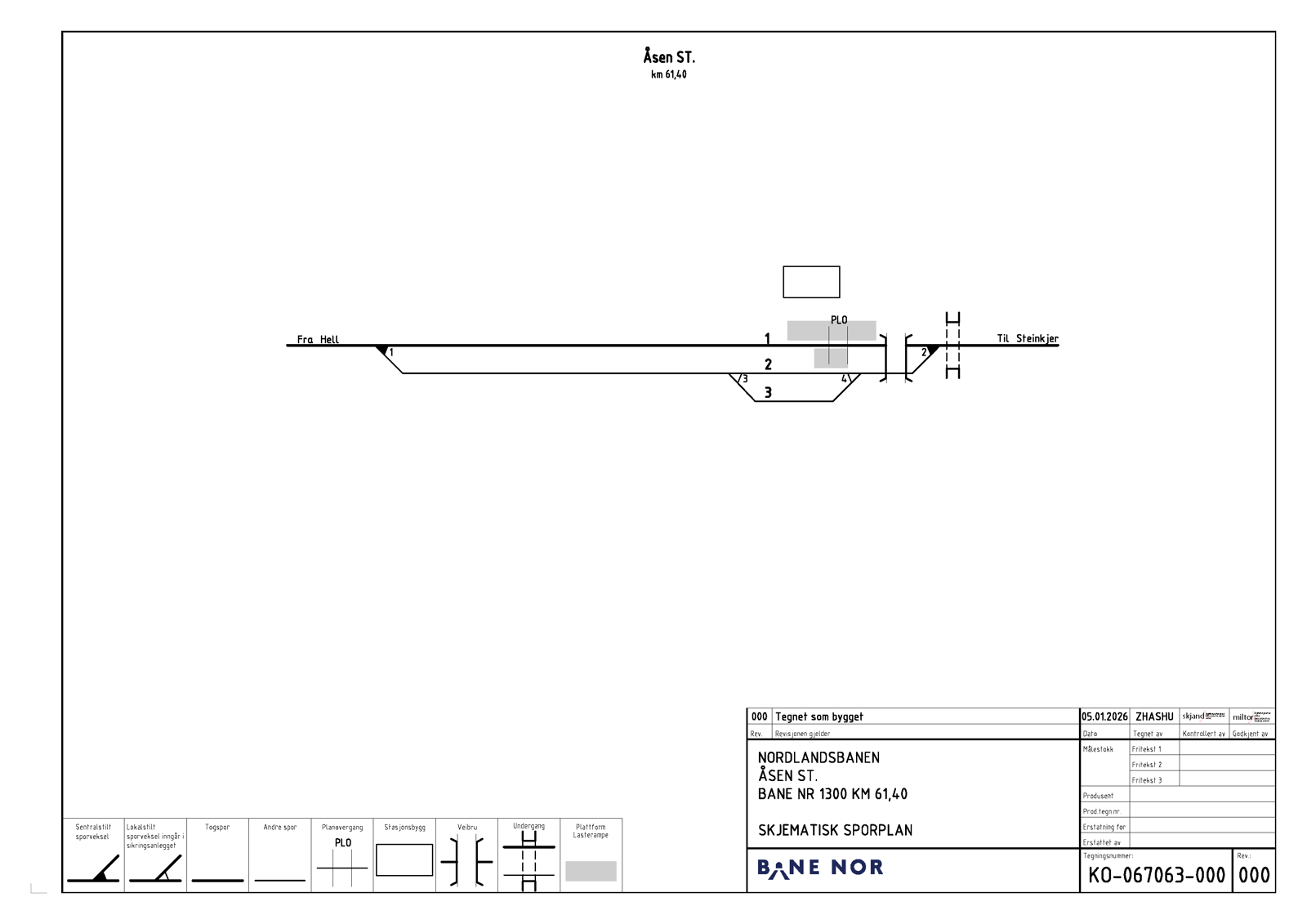 Track plan for Åsen station.